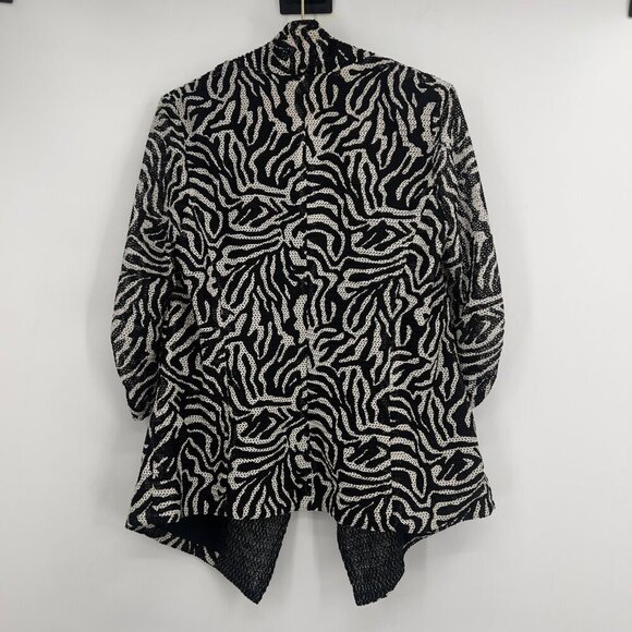 Alberto Makali Black & White Textured Zebra Print Open Front Blazer Jacket - L - Picture 4 of 10
